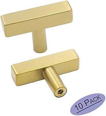 goldenwarm Brushed Brass Cabinet Knobs Gold Kitchen Hardware Pulls - LS1212GD Single Hole Square ... | Amazon (US)