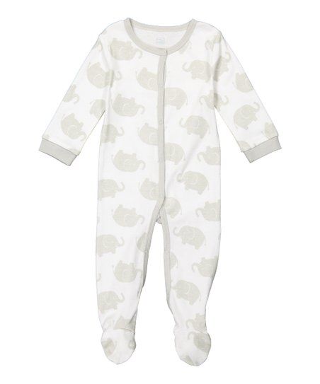 Gray & White Elephant Footie - Infant | Zulily