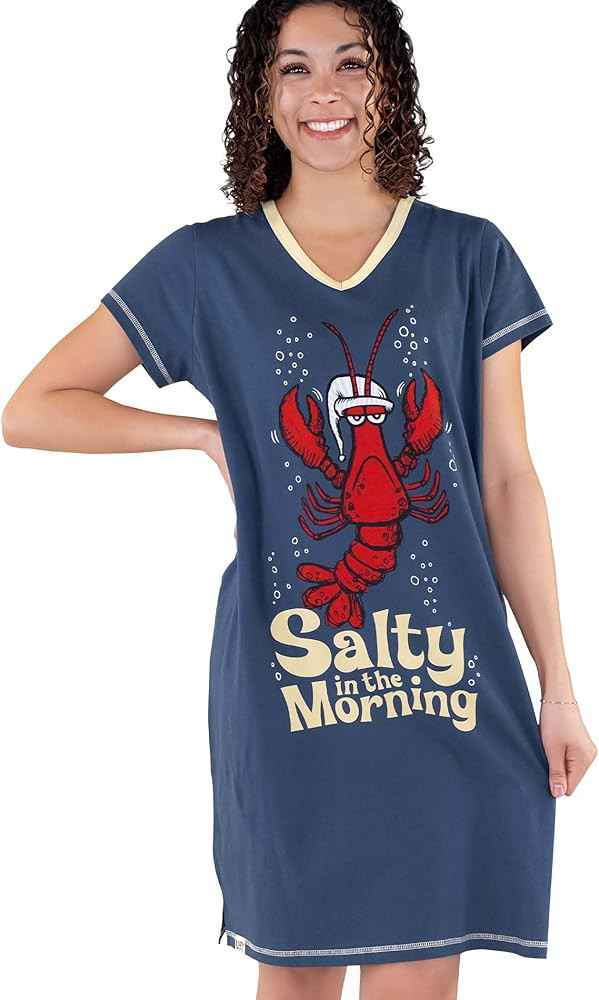 Lazy One Women's Novelty Nightshirt \u2013 Funny Cotton Nightgown, Cute V-neck Sleep Shirts, Wome... | Amazon (US)