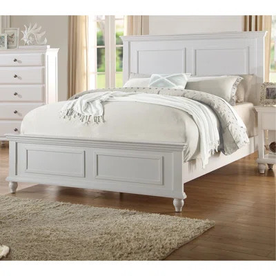 White Color Queen Size Bed Bedroom Furniture High Panel Headboard Footboard Plywood 1Pc Bedframe | Wayfair North America