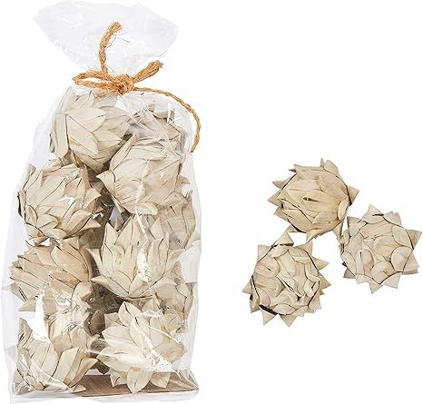 Creative Co-Op Approximately 3" H Handmade Dried Natural Leaf Bag (Contains 13 Pieces) Palm Lead ... | Amazon (US)