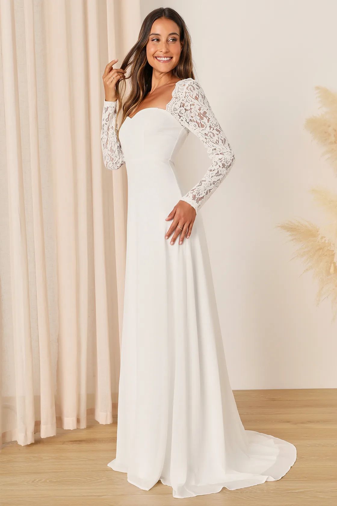 Promised Forever White Lace Long Sleeve Backless Maxi Dress | Lulus