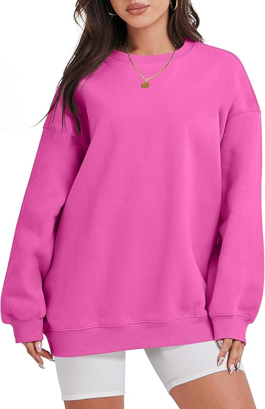 Caracilia Womens Oversized Sweatshirt Crewneck Loose fit Long Sleeve Fleece Pullover 2023 Fall Ca... | Amazon (US)