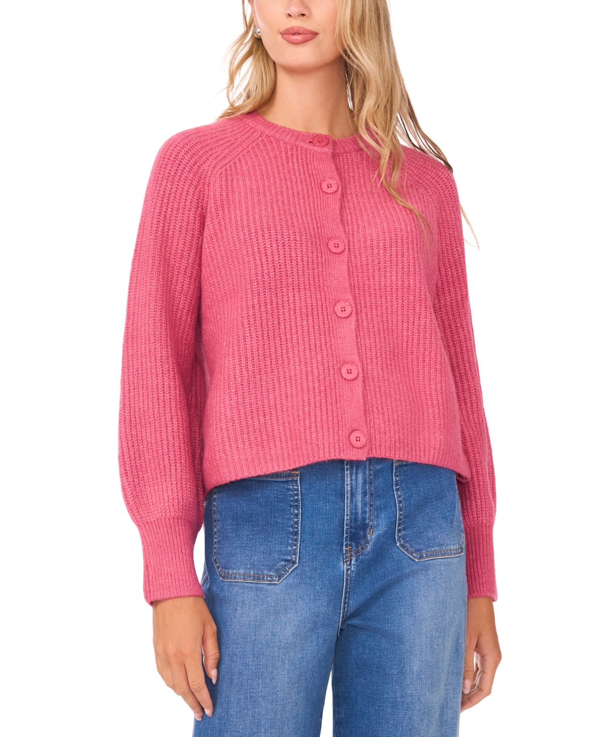 Vince Camuto Women's Saddle Long-Sleeve Cardigan Sweater - Rose Rococo | Macy's
