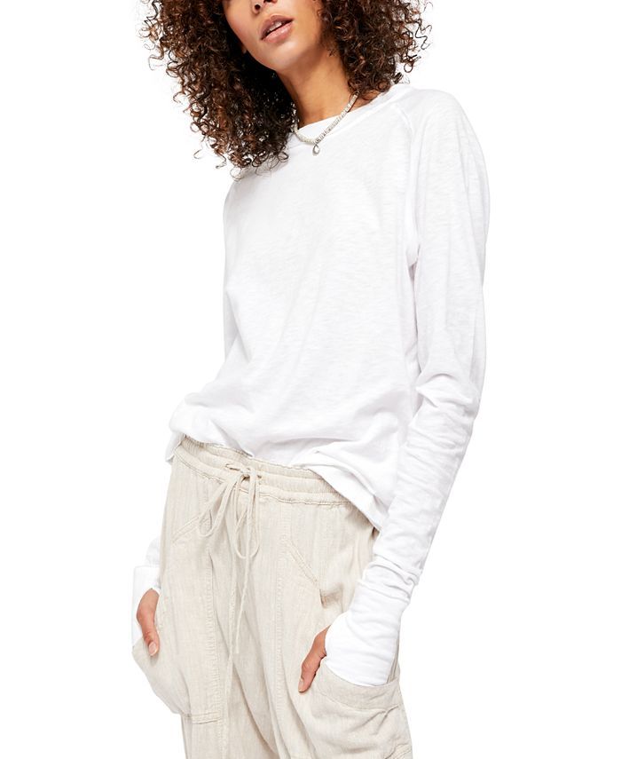 Free People Arden Solid Long-Sleeved T-Shirt   & Reviews - Tops - Women - Macy's | Macys (US)