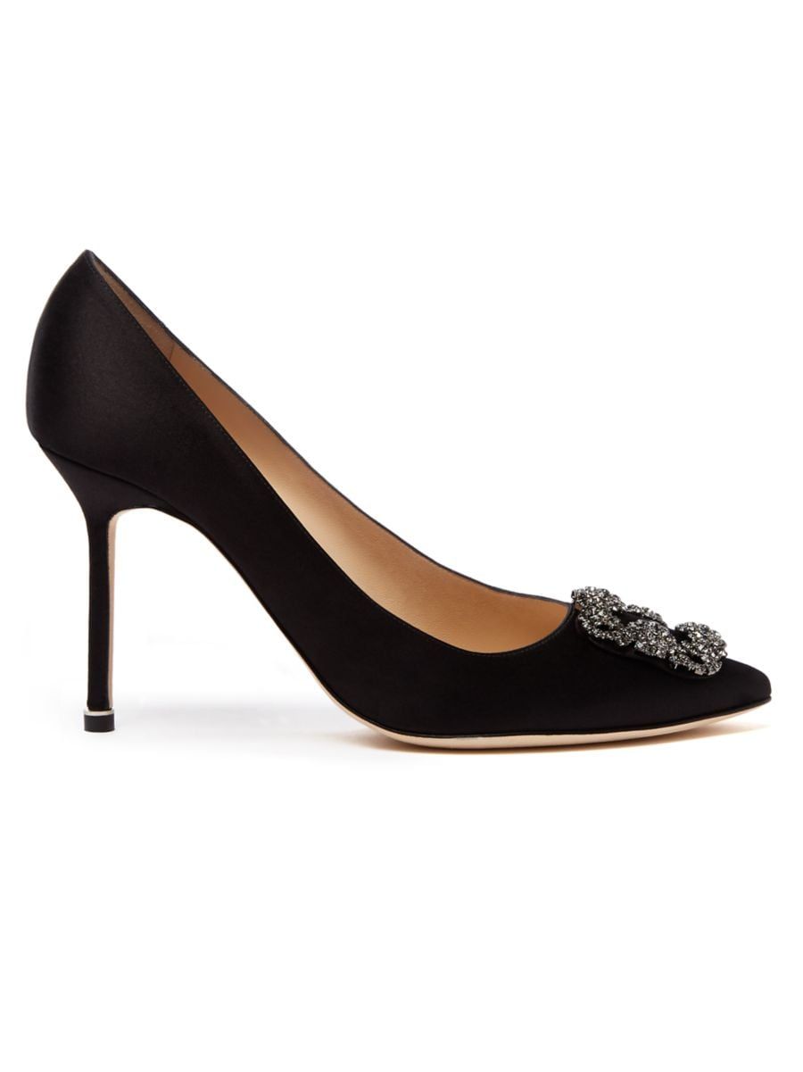 Manolo Blahnik Hangisi 105 Embellished Satin Pumps | Saks Fifth Avenue (UK)