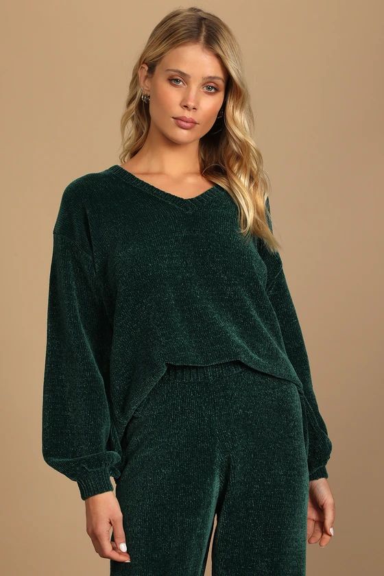 Weekend Chiller Emerald Green Chenille Knit Oversized Sweater | Lulus (US)