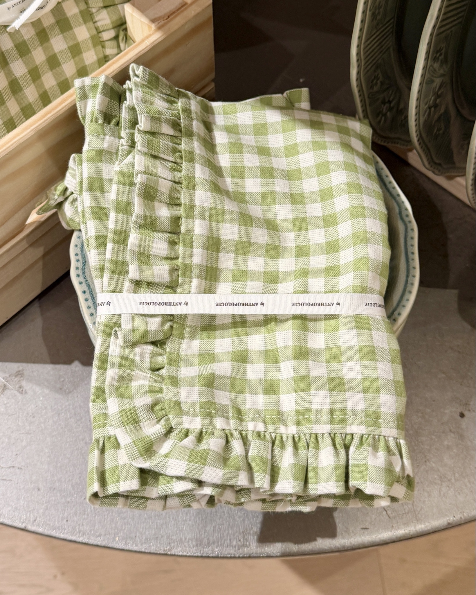 Ruffle gingham napkins 🤍 spring decor Easter table spring tablescape green gingham 

#LTKHome #LTKSaleAlert