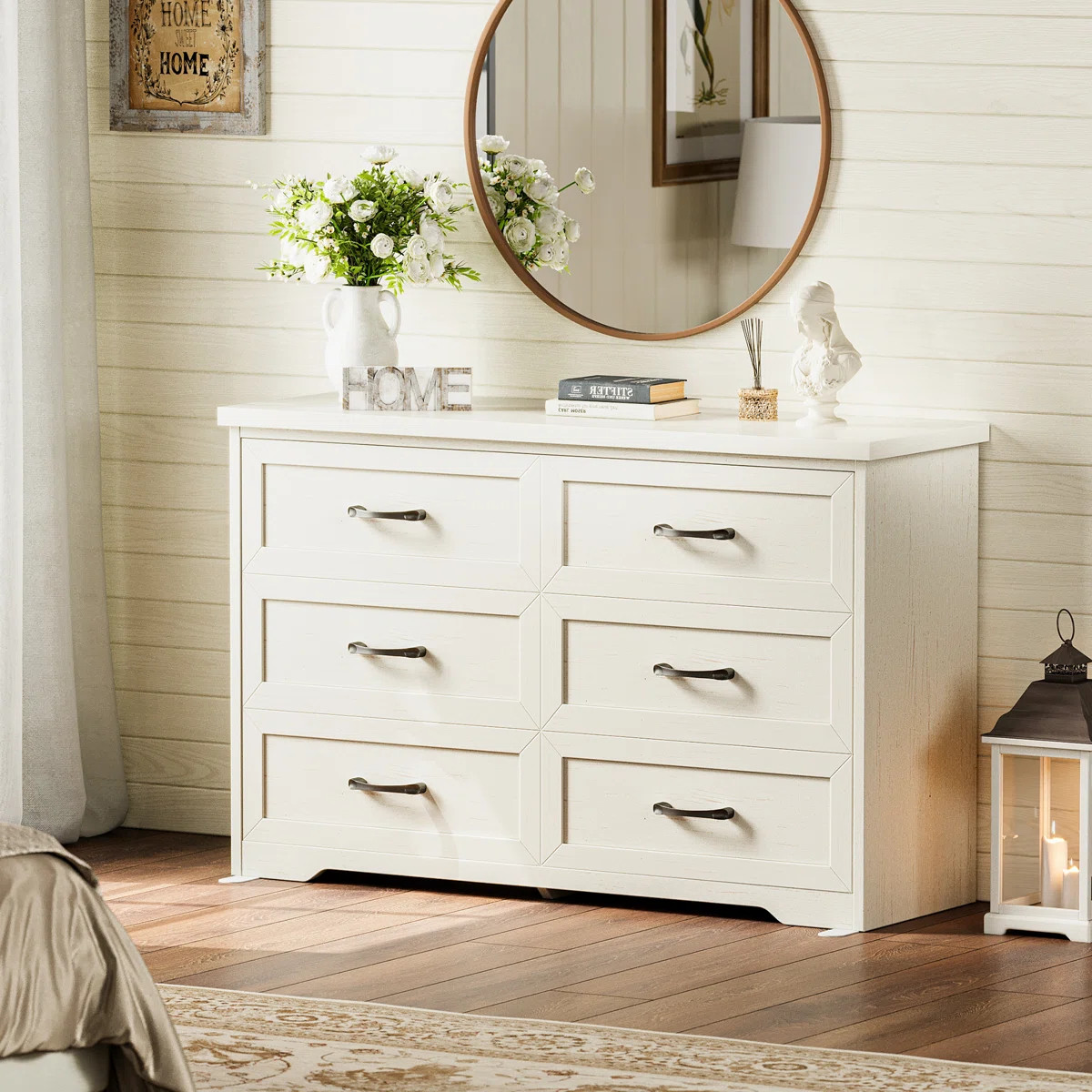 Horizontal Dressser With Farmhouse Style & 6 Spacious Drawers | Wayfair North America
