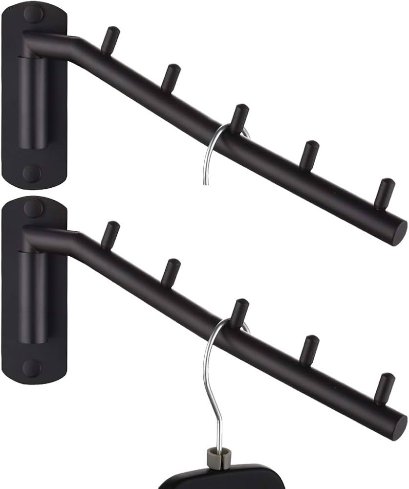 JQK Folding Clothes Hanger Rack, Stainless Steel Swing Arm Hook Holder, Clothing Hanging System D... | Amazon (US)