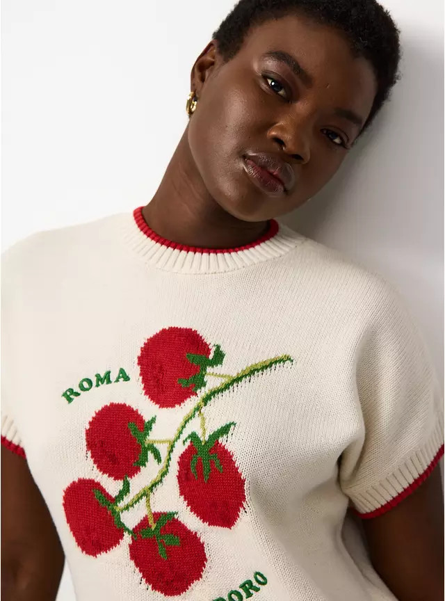 Buy White Tomato Graphic Knitted T-Shirt S | Tops | Tu | Tu Clothing