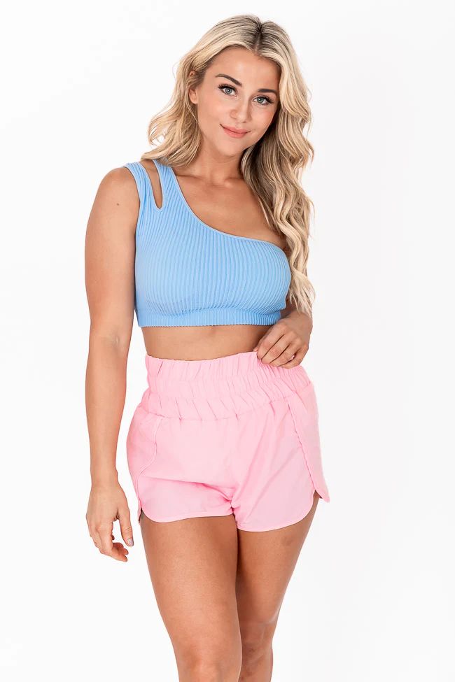 Errands To Run Light Pink High Waisted Athletic Shorts | Pink Lily