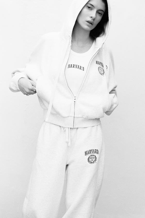 HARVARD UNIVERSITY CROPPED FLEECE SWEATSHIRT | Zara US