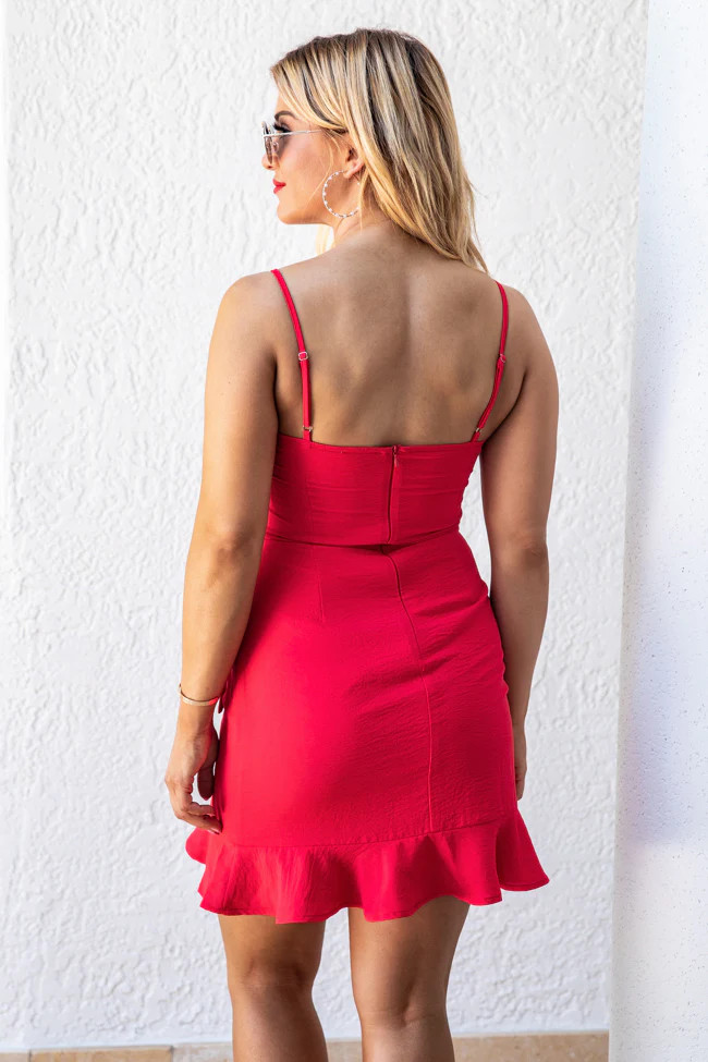 You Wrap Me Up Red Wrap Mini Dress FINAL SALE | Pink Lily