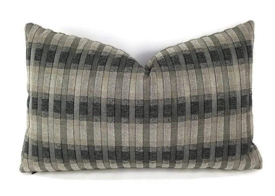 12" x 19" S. Harris Rocket Stripe in the colorway Platinum Lumbar Pillow Cover | Etsy (US)