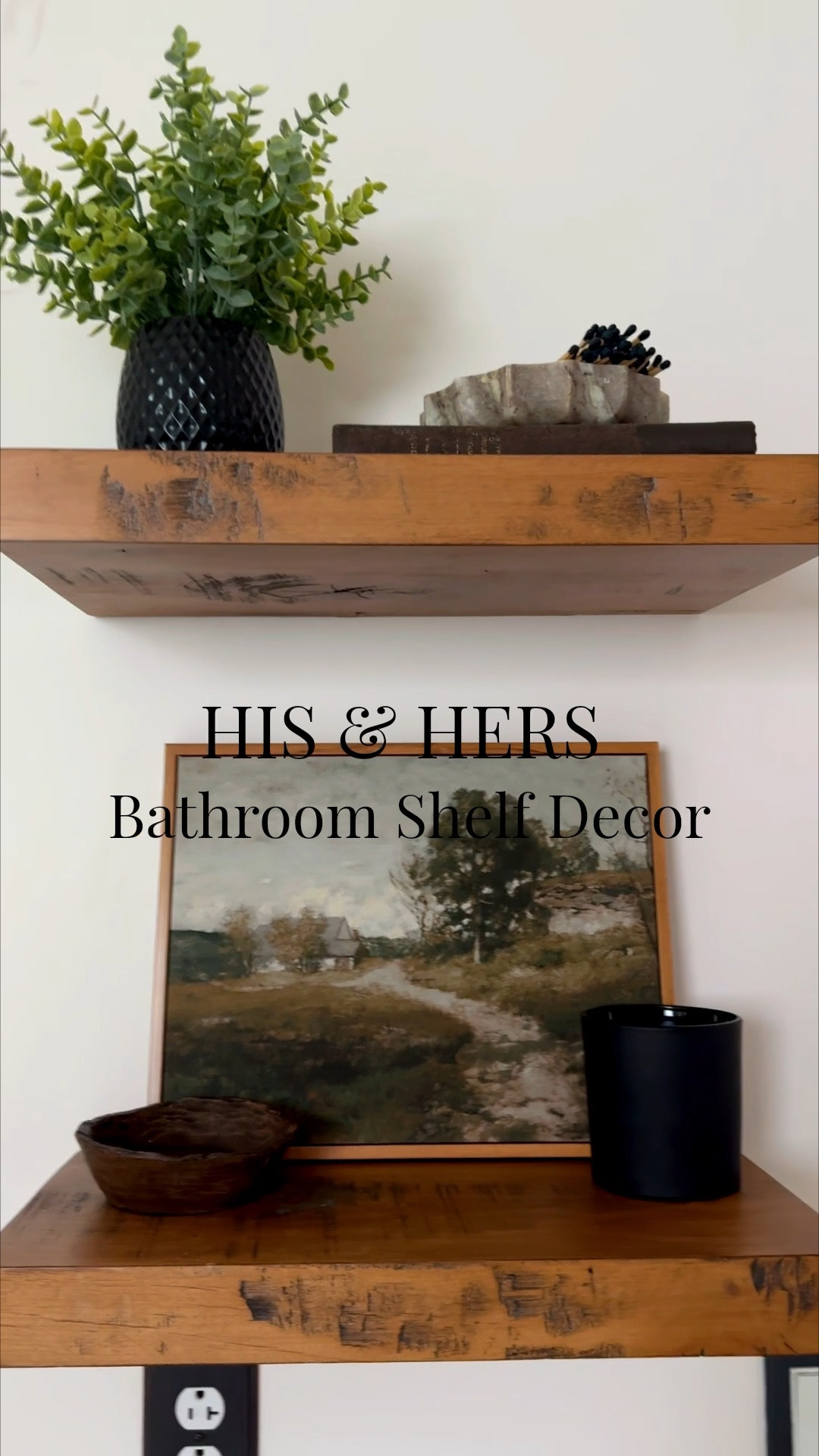 His and Hers shelf decor for the bathroom! Adding black and darker colors for HIS side vs green and lighter colors and textures for HER side! 

#LTKSeasonal #LTKHome #LTKMens