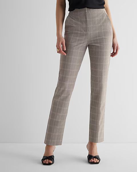 Editor Super High Waisted Plaid Straight Ankle Pant | Express