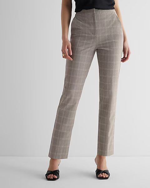 Editor Super High Waisted Plaid Straight Ankle Pant | Express (Pmt Risk)