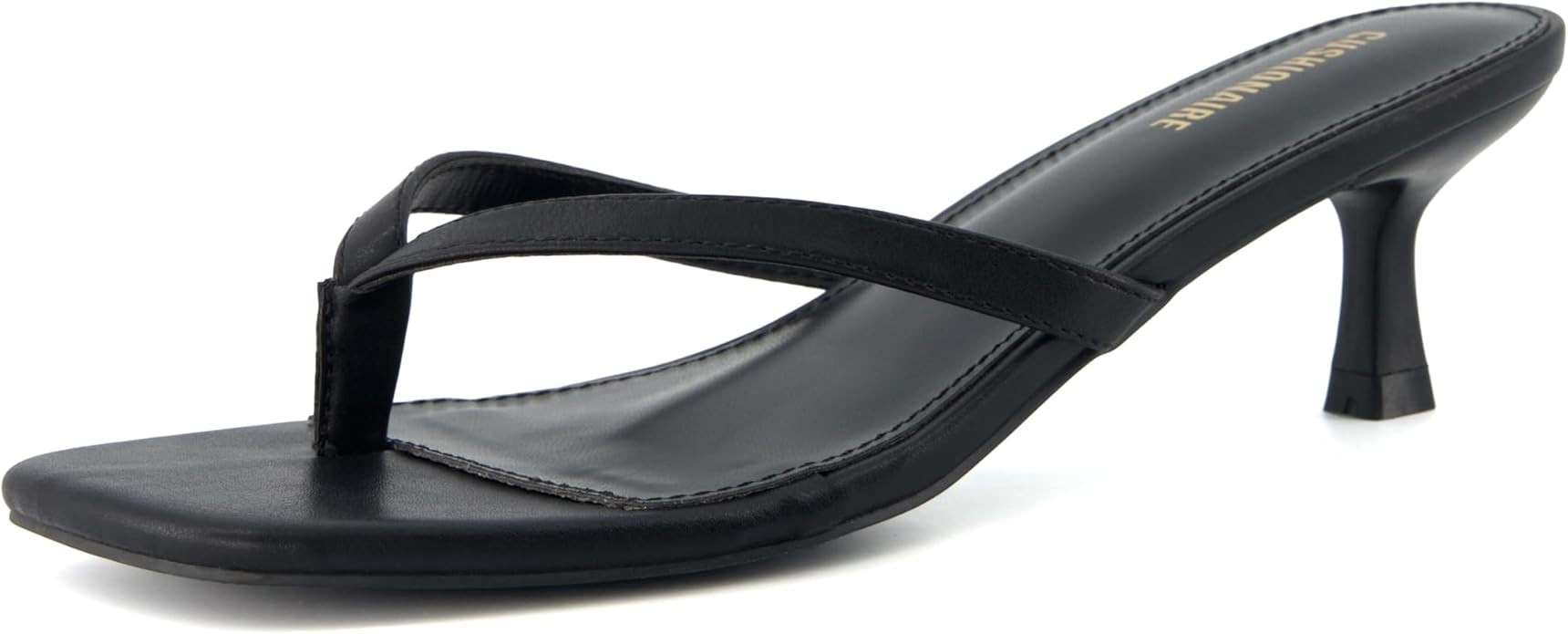 CUSHIONAIRE Women's Miami Kitten heel thong sandals +Memory Foam, Wide Widths Available | Amazon (US)