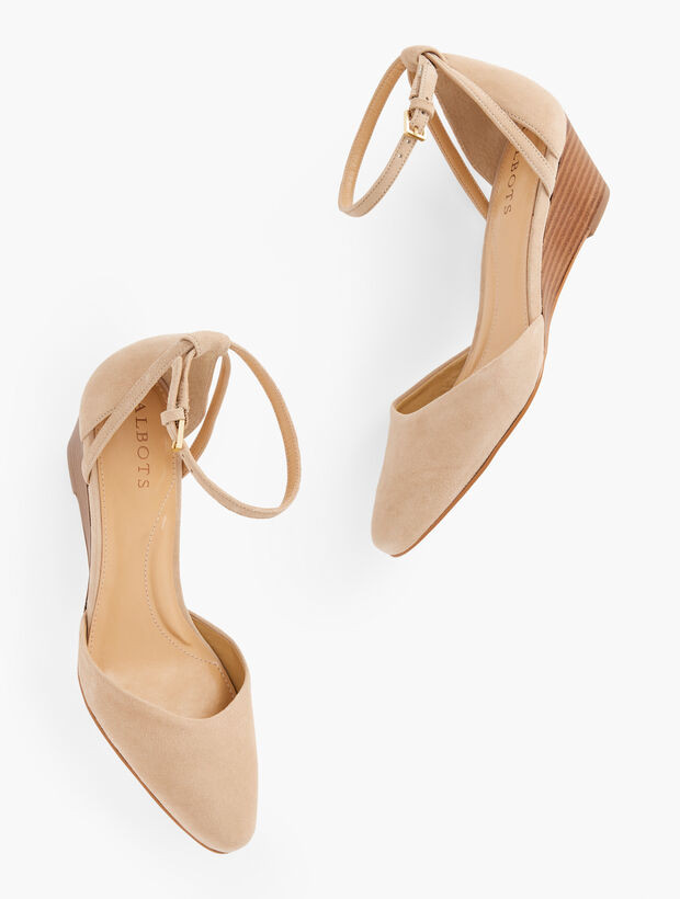 Laney Ankle Strap Wedges - Suede | Talbots