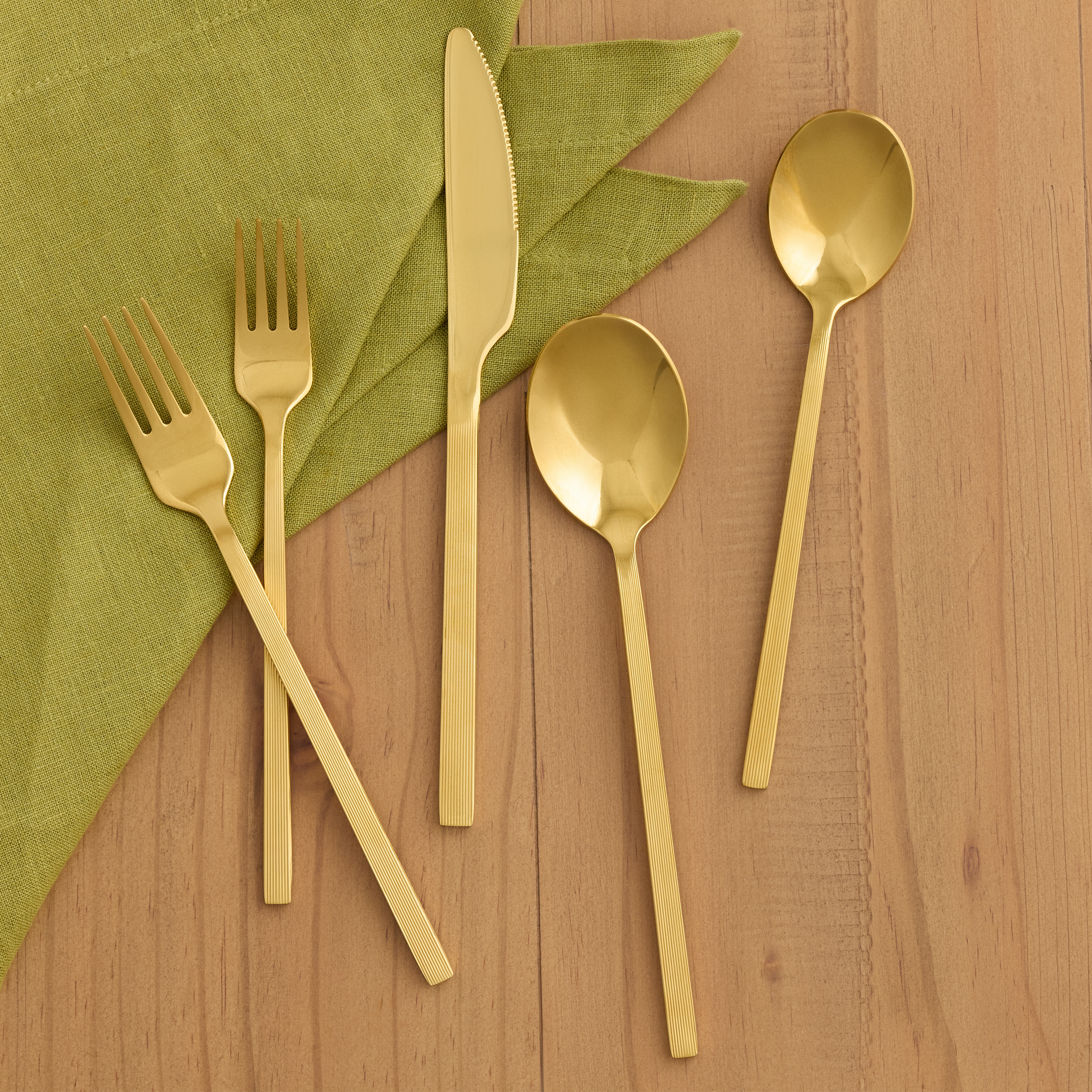 Solstice Gold Ribbed Flatware Collection | World Market