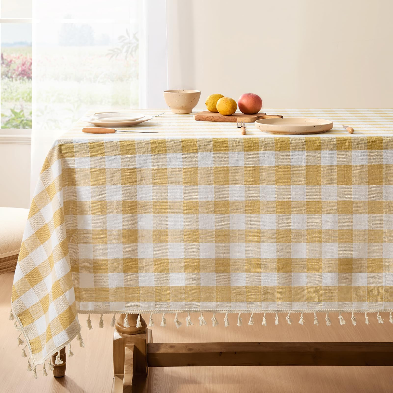 Softalker Checkered Tablecloth Rectangle, Heavy Weight Linen Cotton Gingham Outdoor Table Cloth w... | Amazon (US)