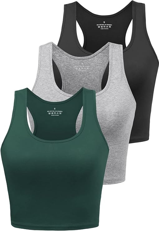 Sports Crop Tank Tops for Women Cropped Workout Tops Racerback Running Yoga Tanks Cotton Sleevele... | Amazon (US)