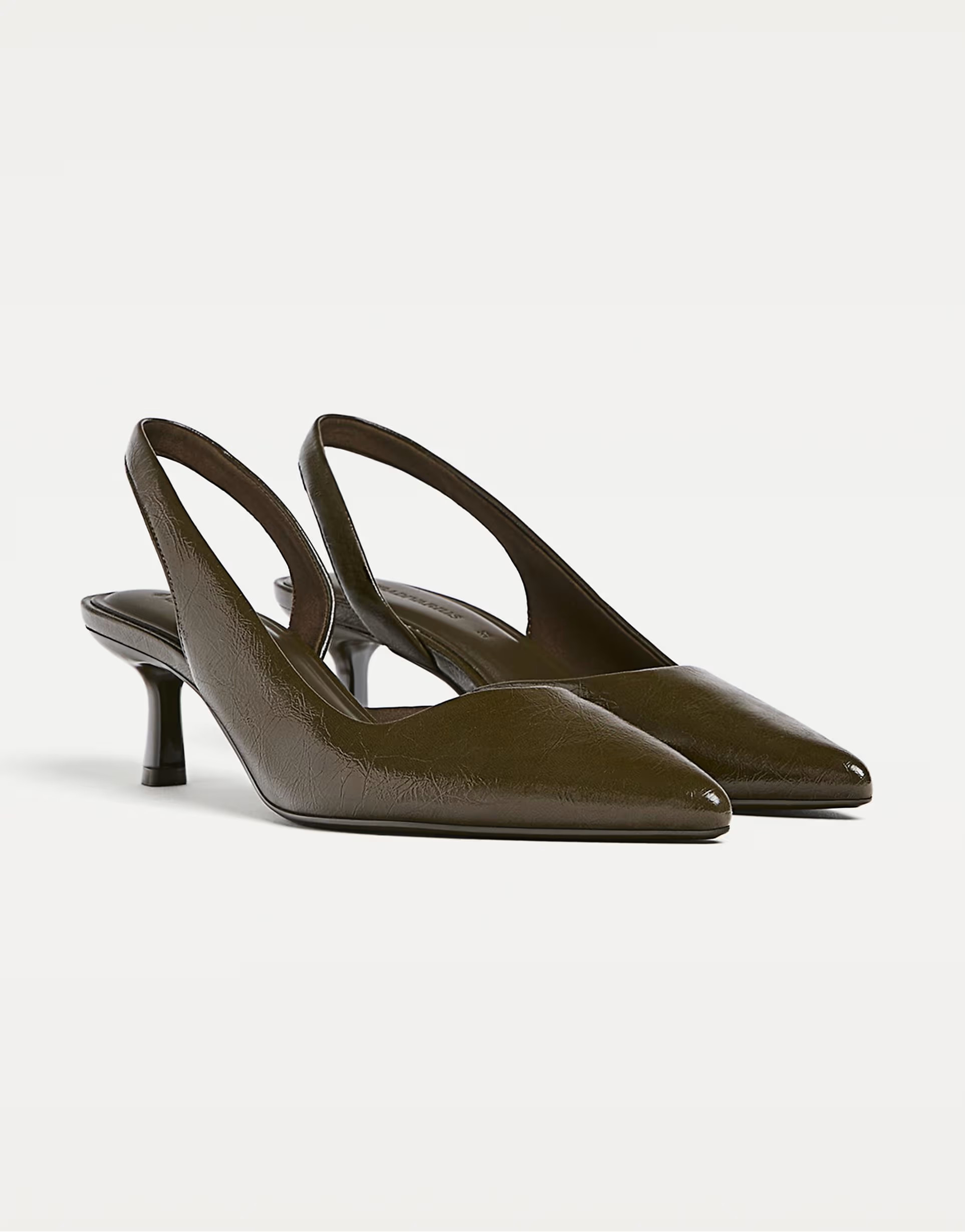 Stradivarius Kitten heel slingback in black in khaki | ASOS (Global)