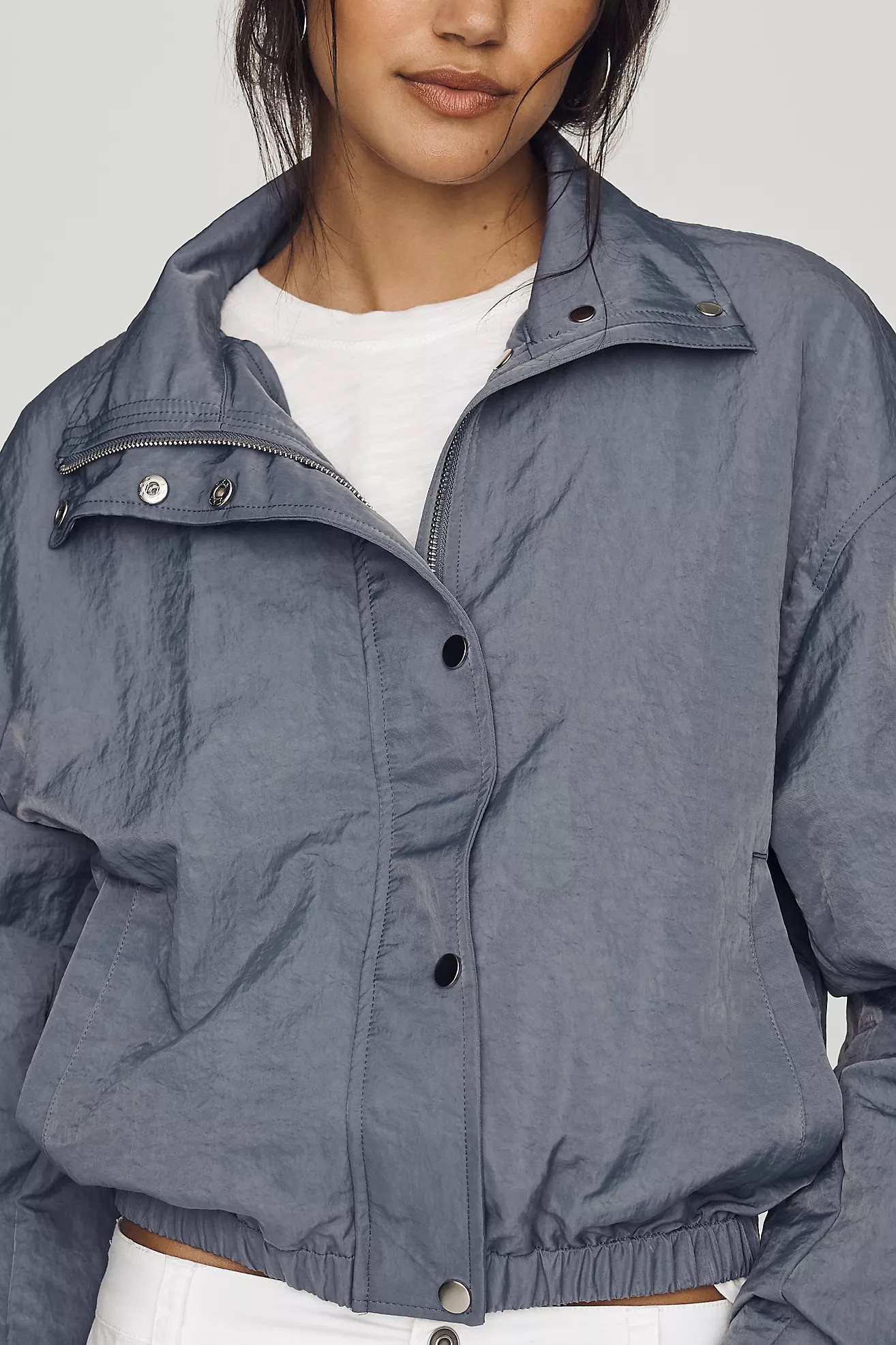 Pilcro Cohen Nylon Funnel-Neck Bomber Jacket | Anthropologie (US)