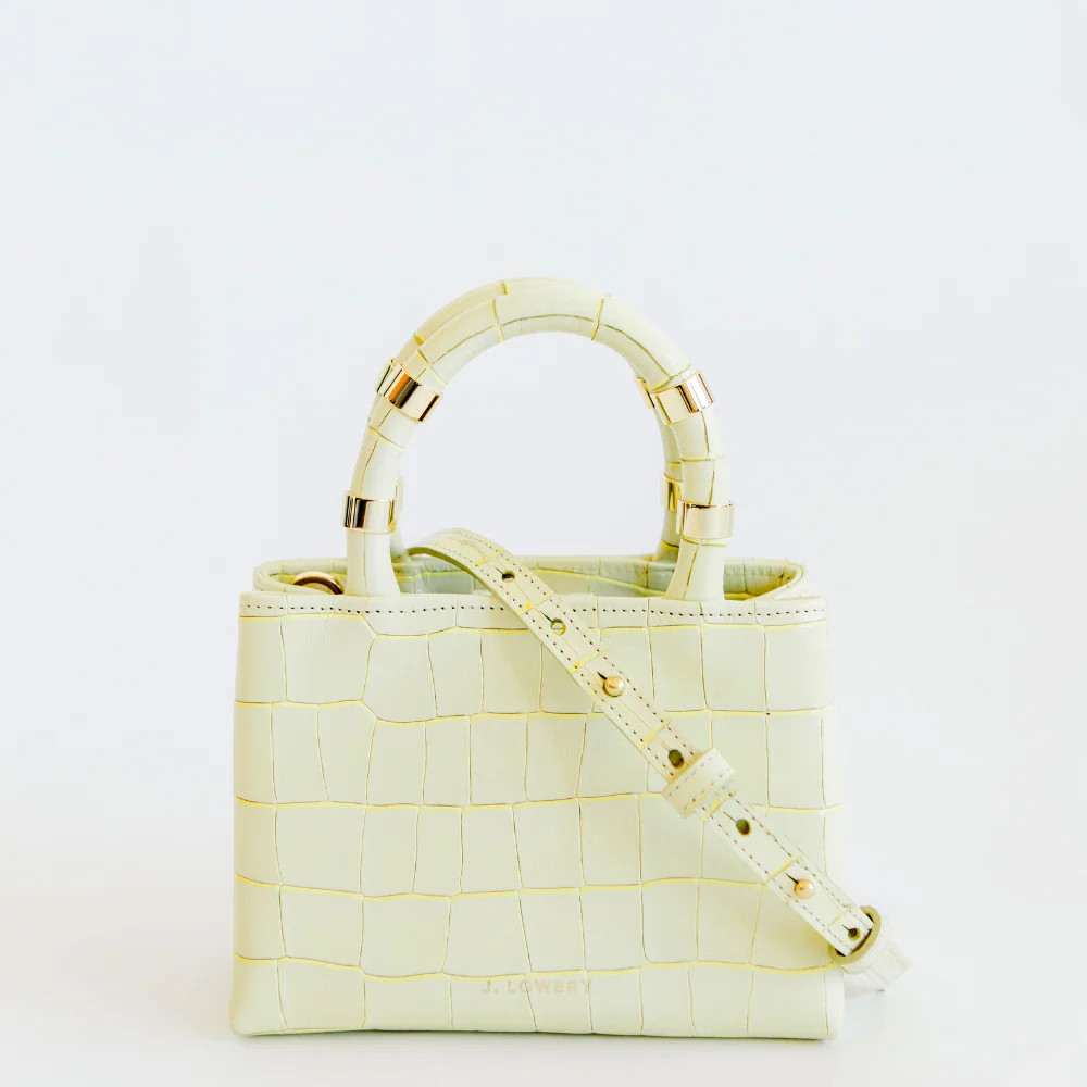 J. LOWERY MINI WILLIAM Tote | Pastel Yellow Croc | J. LOWERY