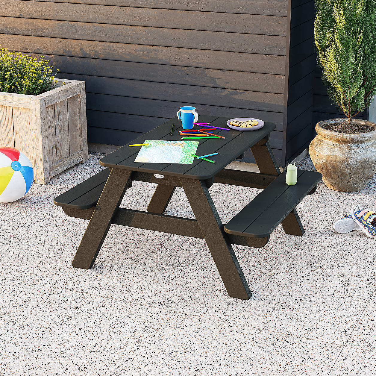 Black Outdoor Kids Picnic Table by POLYWOOD  + Reviews | Crate & Kids | Crate & Barrel