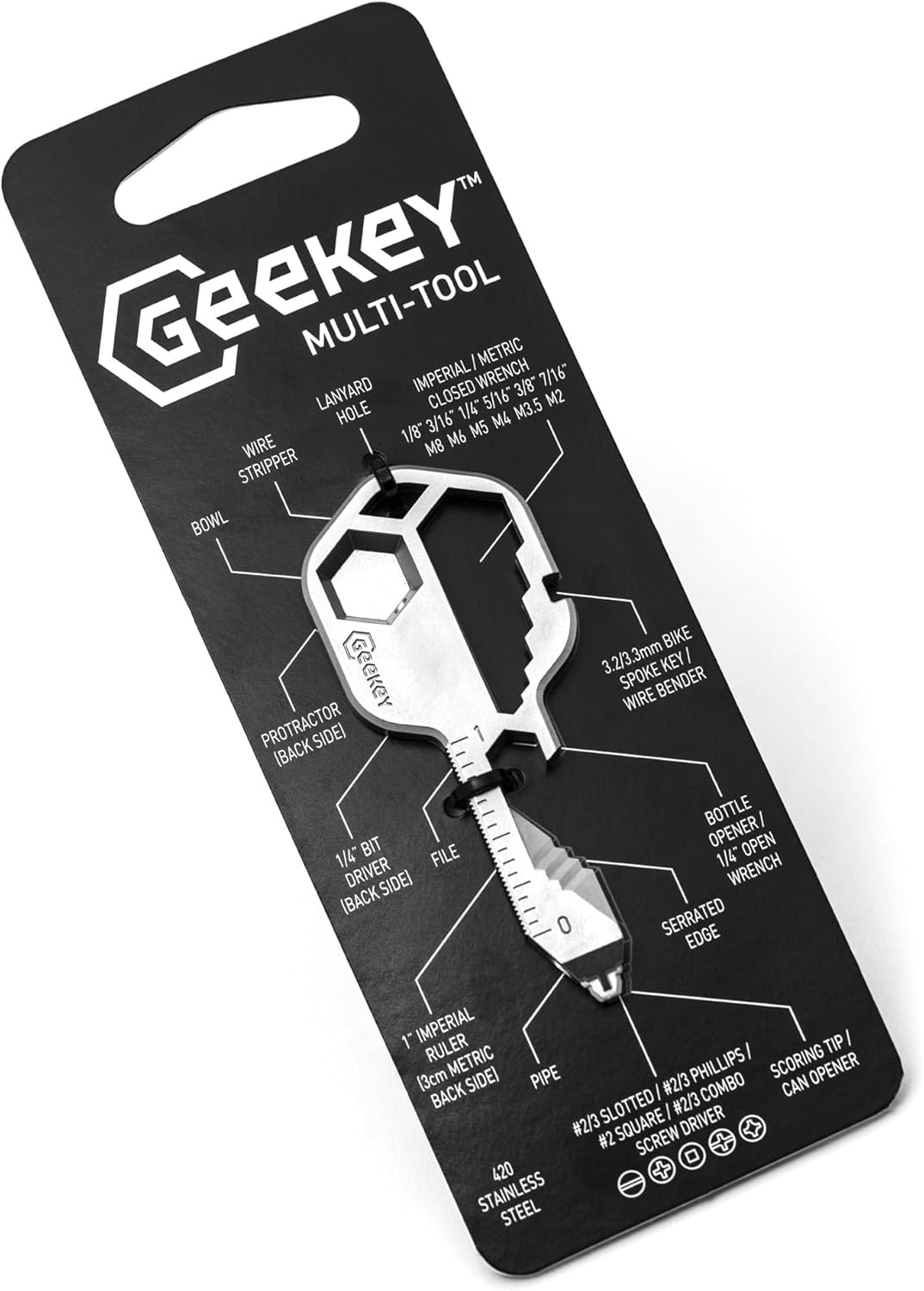 Geekey Multi-tool | Original Key Shaped Pocket Tool | Stainless Steel Keychain Utility Gadget | 1... | Amazon (US)