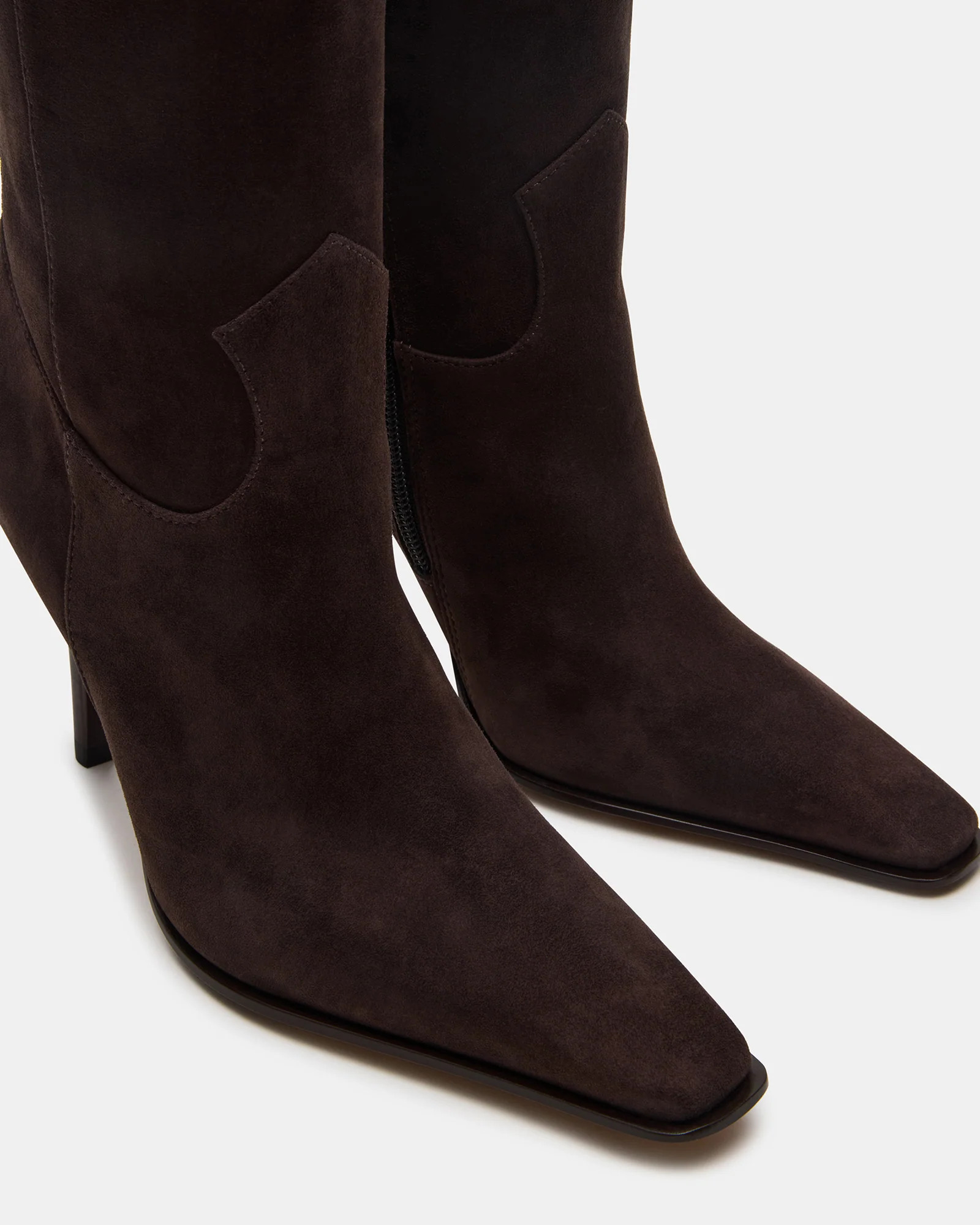 WESCOT Brown Suede Square-Toe Knee-High Heeled Women's Boot | Steve Madden (US)