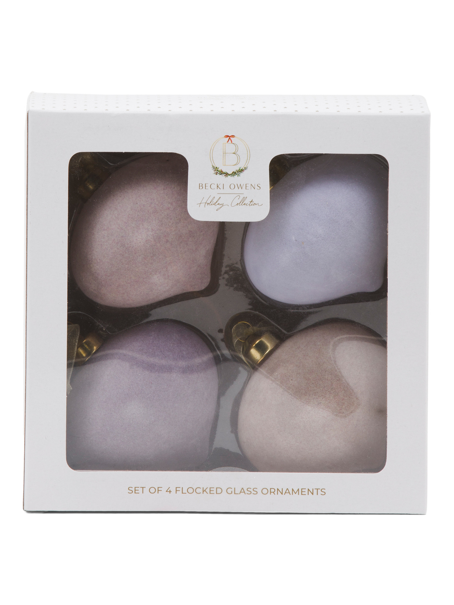 Set Of 4 Glass Flocked Ornaments | TJ Maxx