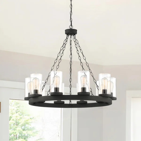 Knowle 10 - Light Dimmable Outdoor Ceiling Lighting Wagon Wheel ChandeliersChandelier | Wayfair North America