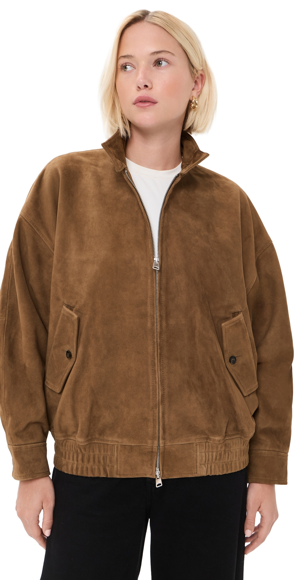 AGOLDE Blair Goatskin Suede Jacket Pecan XS | Shopbop