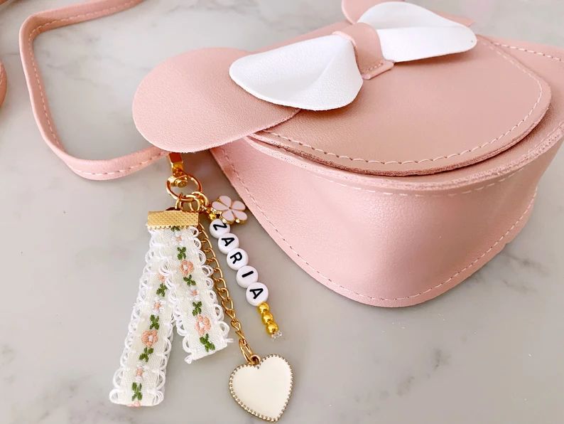 Girls Pink Bow Personalized Name Purse Flower Girl Daisy Crossbody Handbag Sunglasses Toddlers Ki... | Etsy (US)