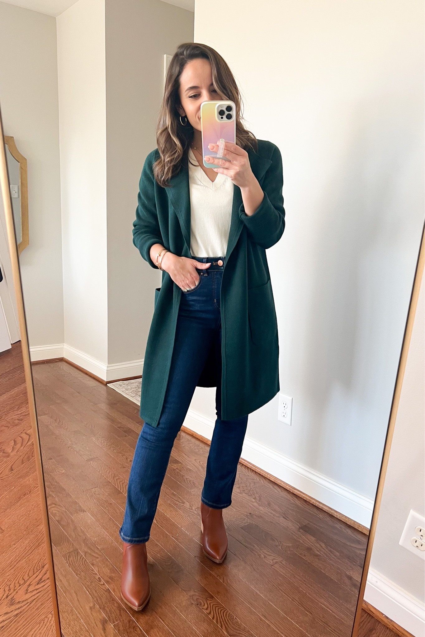 Wearing today 

Sweater xxs 
Jeans petite 00 
Boots tts 
Sweater petite xs 