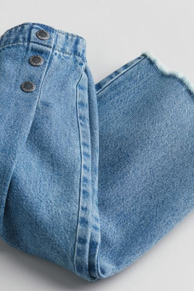 Wide Leg Pull-on Pants - Regular waist - Long - Denim blue - Kids | H&M US | H&M (US + CA)