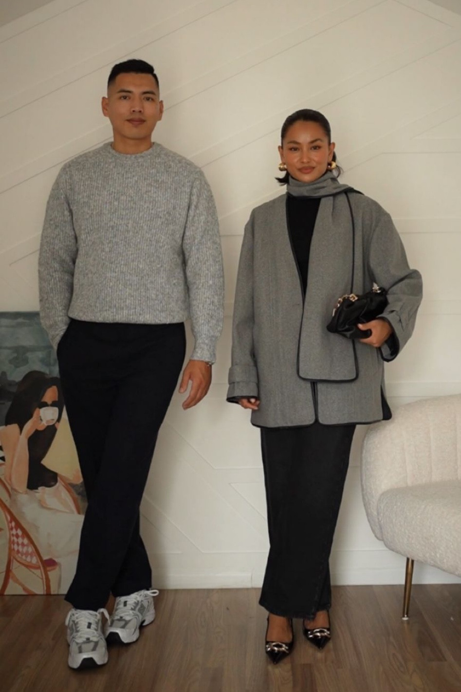 river island, asos, new balance, transitional style, autumn fit, couple outfits, autumn wardrobe, matching outfits, men’s fashion, style inspiration, outfit ideas, scarf detail coat, black slingback pumps, grey jumper, autumn outfit ideas

#LTKeurope #LTKSeasonal #LTKstyletip