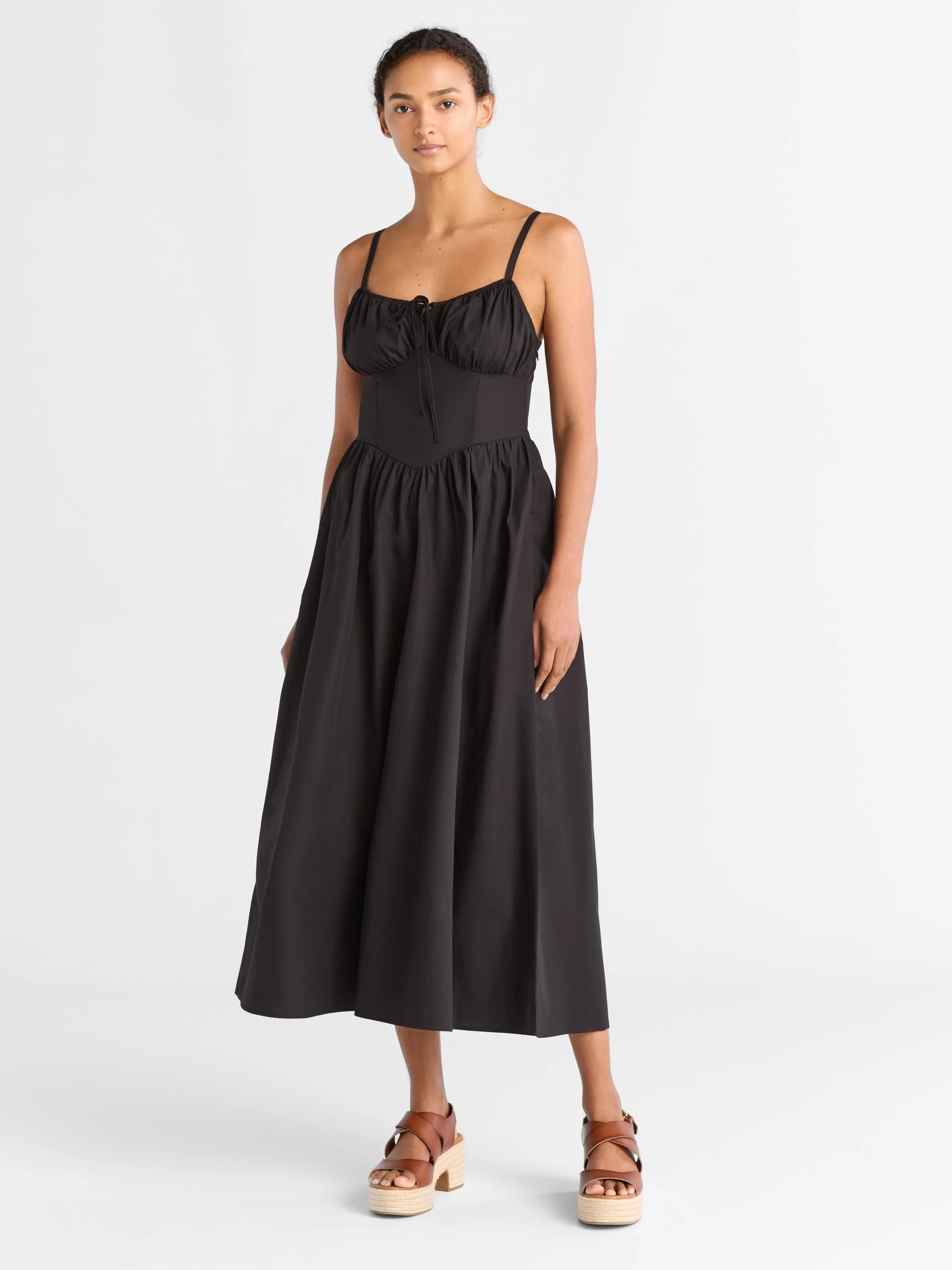 Free Assembly Women's Cotton Milkmaid Corset Maxi Dress, Sizes XS-XXXL | Walmart (US)