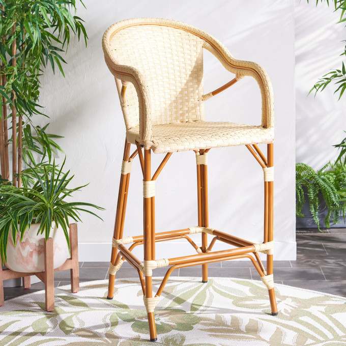 Click for more info about SAFAVIEH California Outdoor Patio Bar Stool w/ Arm, Natural