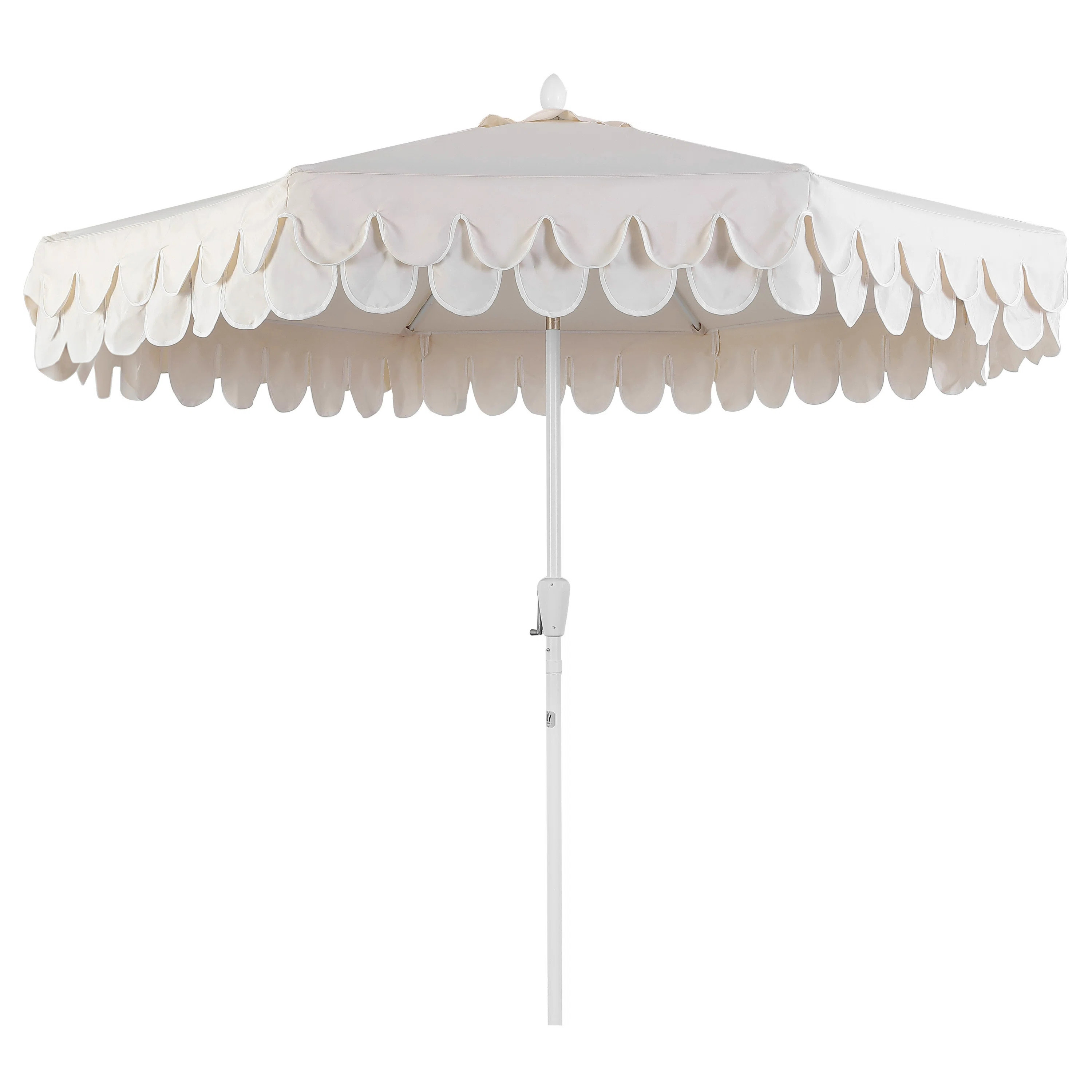 Red Barrel Studio® Beeliar 9 ft. Classic Scalloped Fringe Market Patio Umbrella with Auto-Tilt, ... | Wayfair North America