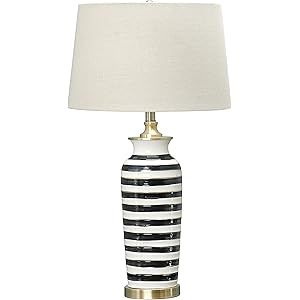 Creative Co-Op Creamic White Table Lamp, Black andWhite Stripe | Amazon (US)