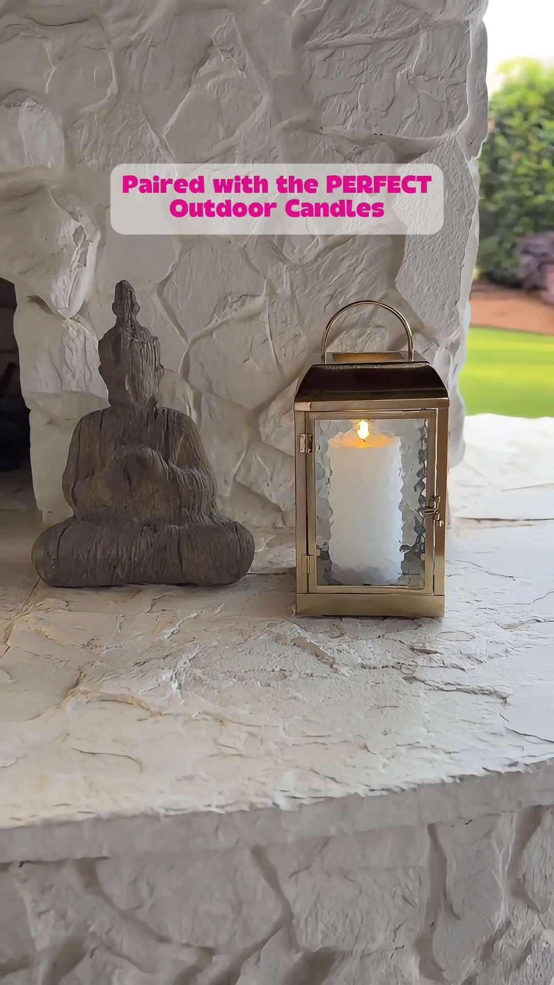#ad I searched forever to find affordable oversized gold outdoor candle lanterns! Finally found on @wayfair! Paired with outdoor, no-melt, flicker pillar candles, that run on a remote with a timer - they add easy nighttime outdoor entertaining ambiance!

#wishyouwerehere #outdoor #wayfair #wayfairpartner 

 #LTKSeasonal #LTKHome #LTKSaleAlert