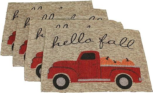 Twisted Anchor Trading Co 4 pc Hello Fall Placemats - Vintage Truck Fall Kitchen Decor Set - Come... | Amazon (US)