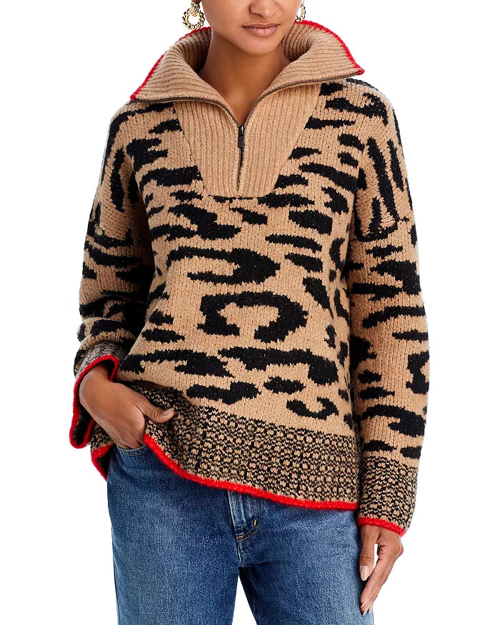 Half Zip Leopard Sweater - 100% Exclusive | Bloomingdale's (US)