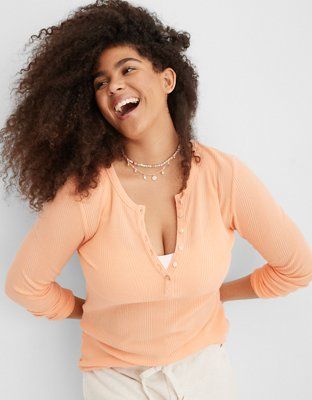 Aerie Waffle Rib Long Sleeve Henley T-Shirt | Aerie