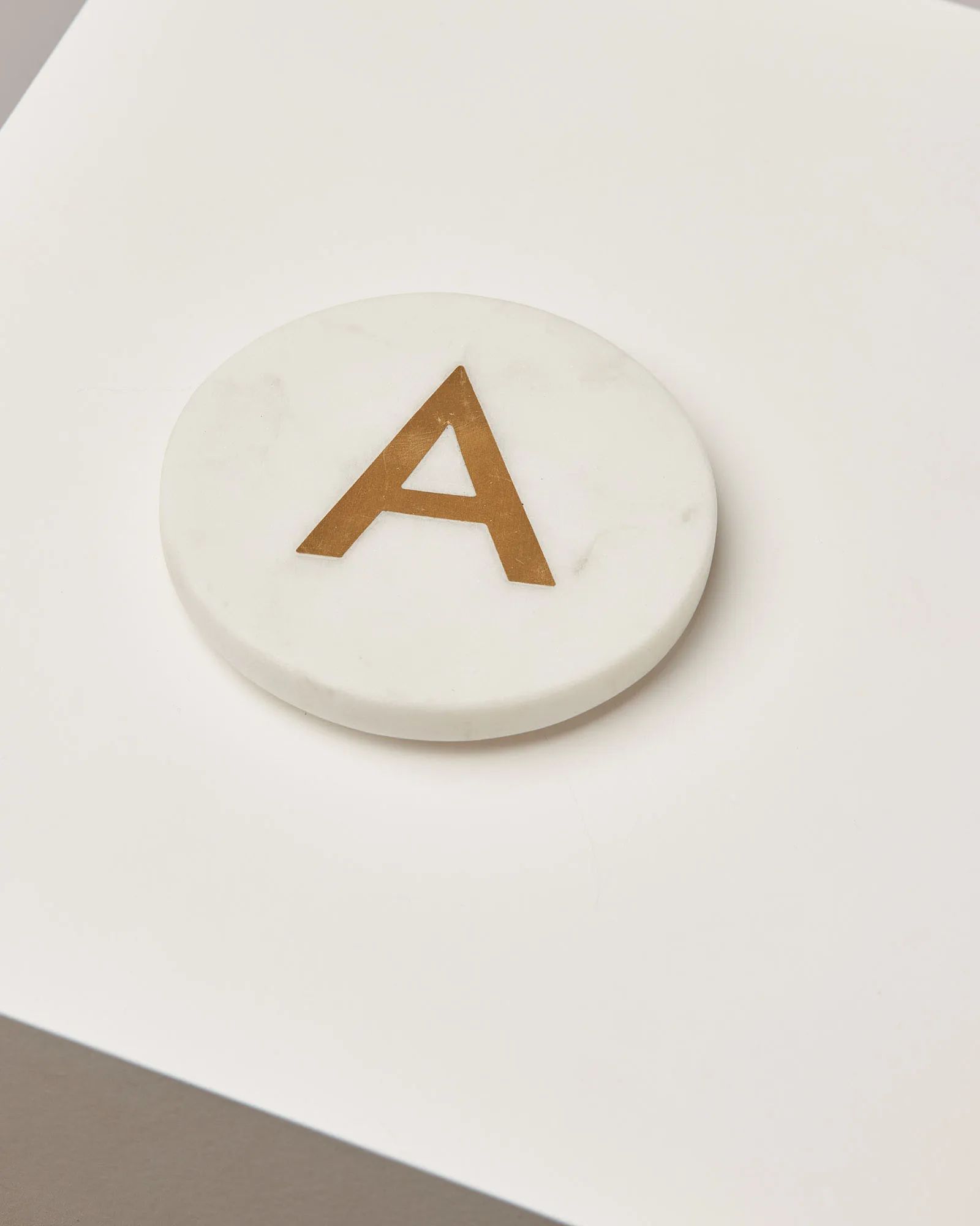 Alphabet Initial Gold & White Marble Coasters | Oliver Bonas | Oliver Bonas (Global)
