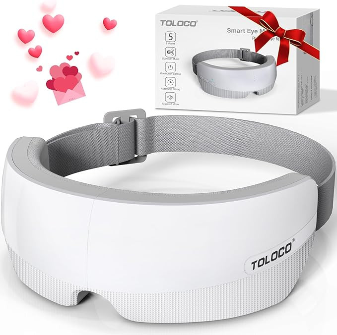 TOLOCO Eye Massager with Heat, FSA/HSA Eligible Eye Mask Massager for Migraines with Bluetooth Mu... | Amazon (US)